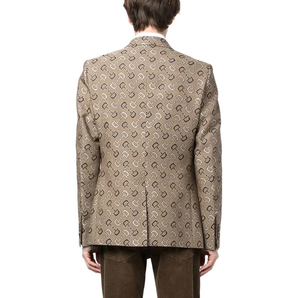 Gucci SS23 Мужской деловой костюм Пиджак Светло-коричневый 721140-ZAKIV-9549