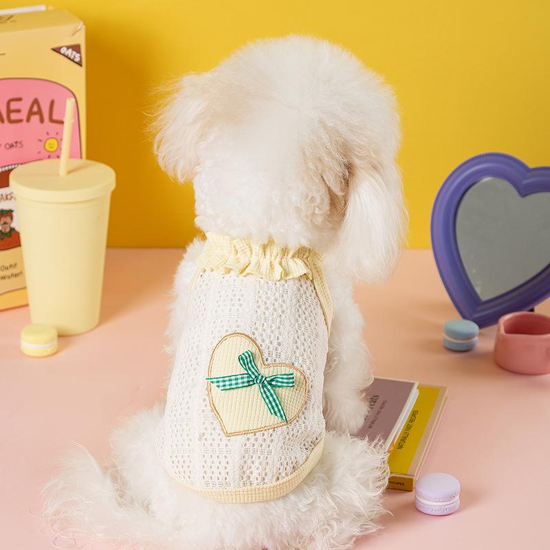 Summer Cute Love Bow Two-legged Dog Sling Small and Medium Dog Teddy Cat Than Bear Pet Dog Clothes