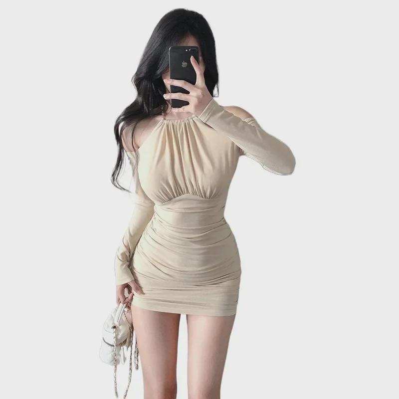 Новое сексуальное платье-халтер с открытыми плечами на осень/зиму: Юбка облегающая, в стиле ночного клуба, для женщин.