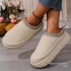 Foreign Trade New Large Size Thick-soled Warm Ethnic Style Half-tray Cotton Shoes Women's Cross-border Plush Tire Sole Snow Boots