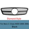 For Mercedes C-Class W203 2000-2006 Front Grill Grille Mesh ABS Black Chrome Car Grille  Tuning Accessories Facelift