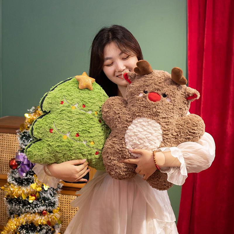 45cm Creative Christmas Series Plush Doll Pillow Christmas Tree House Snowman Elk Plush Doll Super Soft Gift for Boys and Girls