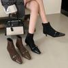 Fashion SUOJIALUN 2025 Winter New Brand Women Ankel Boots Fashion Round Toe Ladies Elegant Short Boots Thin Low Heel Casual Dress Pumps