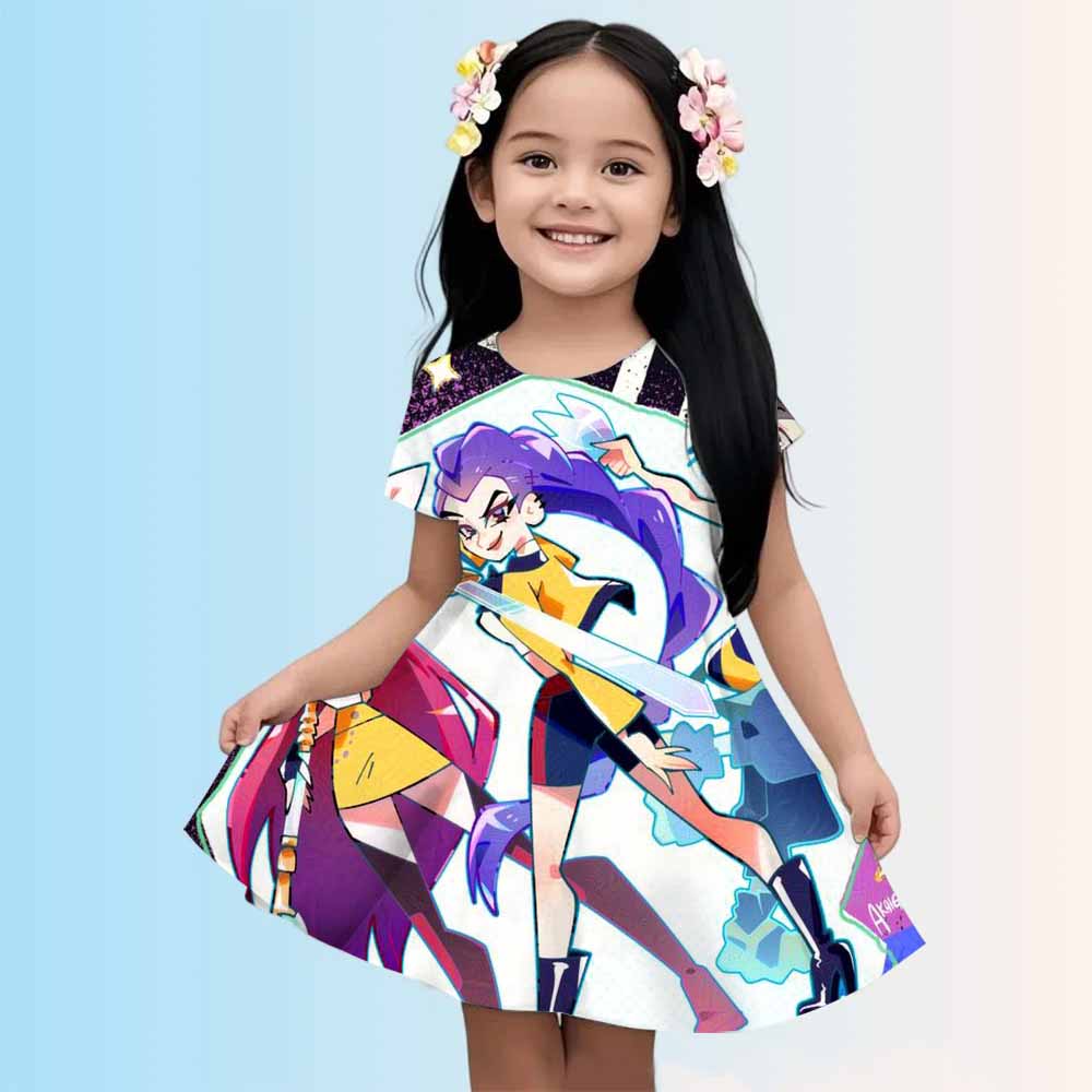 Kpop Hunter Girls 3d Devil Dress New Summer Linen Cute Casual Fashion Bestseller For Children