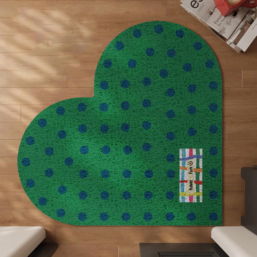 Polka Dot Heart-Shaped Dirt-Resistant Doormat - Easy Clean PVC Coil Entrance Mat