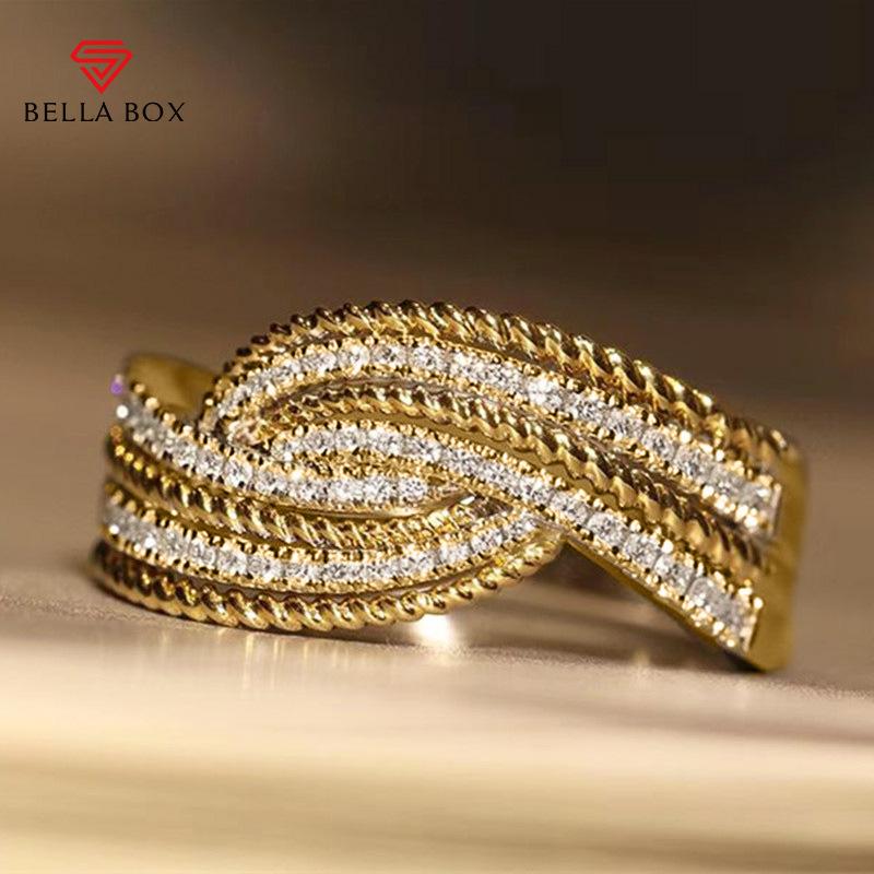 BELLA BOX Super Flash Swing Arm Европейская и американская элегантность Seiko Ring Line Cross Ring Свадебные украшения