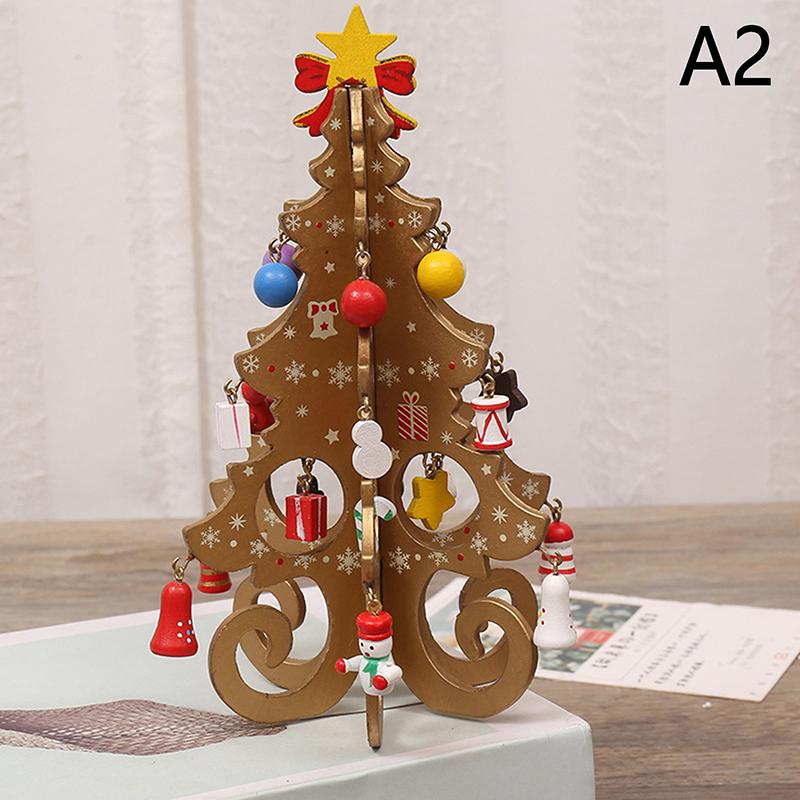 Деревянное украшение на рождественскую елку ручной работы - 1 шт. 3D настольное рождественское украшение с подвесными аксессуарами, праздничный декор, подарок