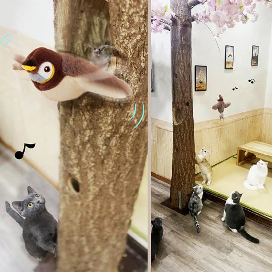 Игрушка для кошек «хлопающая птица» Интерактивная щебечущая хлопающая крыльями плюшевая птица с кошачьей мятой, перезаряжаемая через USB, активируемая с помощью прикосновения, имитация игрушки для кошек «птица»