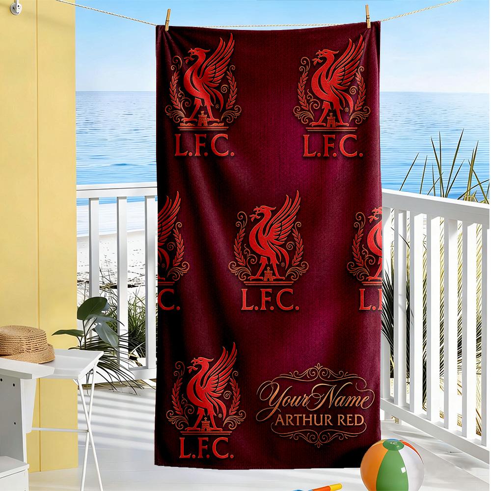 Liverpool Fc Customize Your Name Beach Towel Quickdry Soft Microfiber Perfect For Traveling Yoga Camping And Swimming