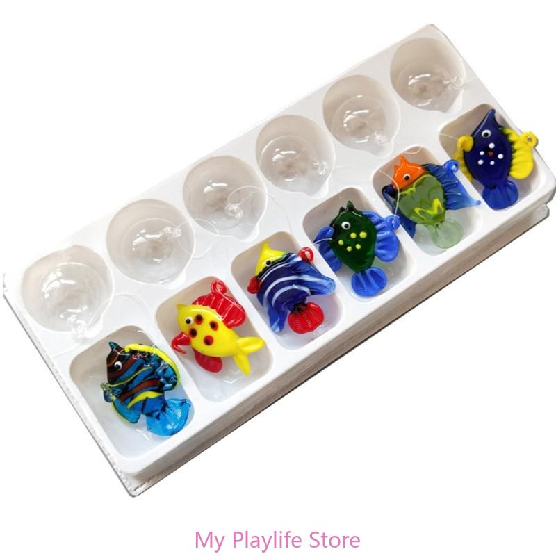 Аквариумный декор, плавающая фигурка морского животного, мини-подвеска, симпатичная стеклянная морская рыба, морская звезда, морская звезда, краб, рыба-клоун, скат, украшение