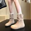 Челси Ботильоны Замшевые Женские Туфли Модные Плиссированные Сапоги Тренд 2025 Новые Повседневные Уличные Нескользящие Ботильоны Женские