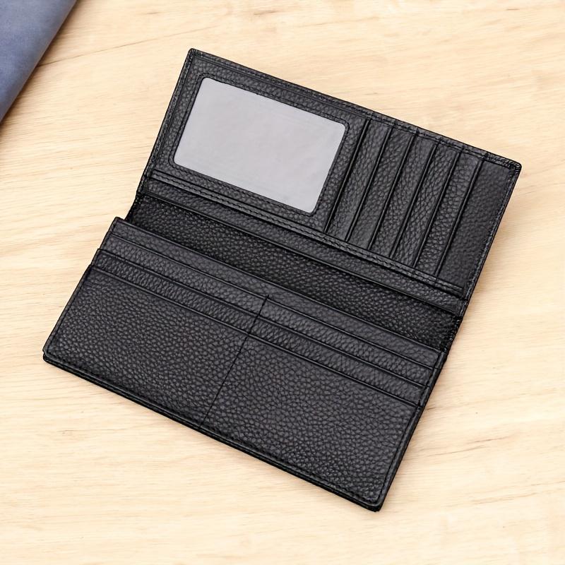 Fashion Men Wallet Genuine Leather Long Slim Bifold Card Holder Wallet Purse