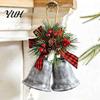 Winter Seasonal Party Supplies Christmas Bell Ornaments, Metal Double Jingle Bells Xmas Tree Hanging Indoor Holiday Scene Arrangement Decoration with