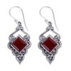 Natural Stone Engagement Wedding Jewelry Hook Ruby Ear Stud Dangle  Red Agate Earrings Gemstone