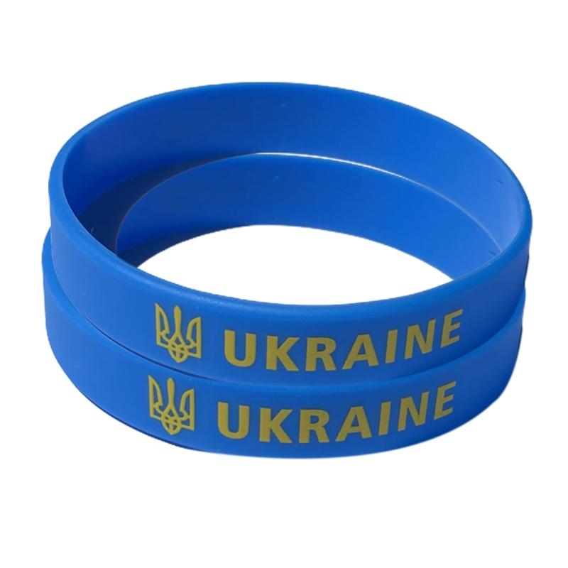 2 шт. Браслет-манжета с флагом Украины для мужчин и женщин, силиконовый, с гравировкой, спортивный, резиновый, на запястье, аксессуары, наручный браслет