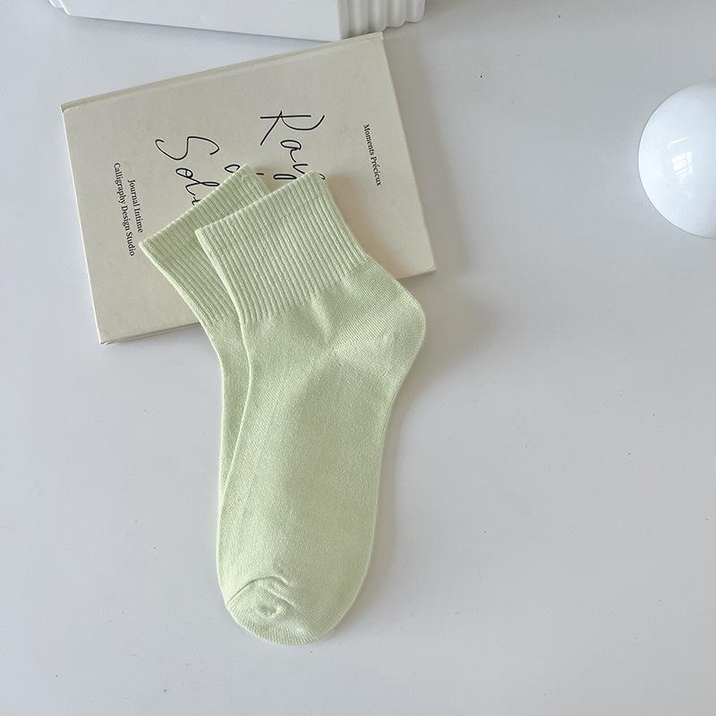 Женские спортивные носки из хлопка макаронных цветов - Дышащие, Влагоотводящие, Не скатывающиеся, Средней длины для весны и осени