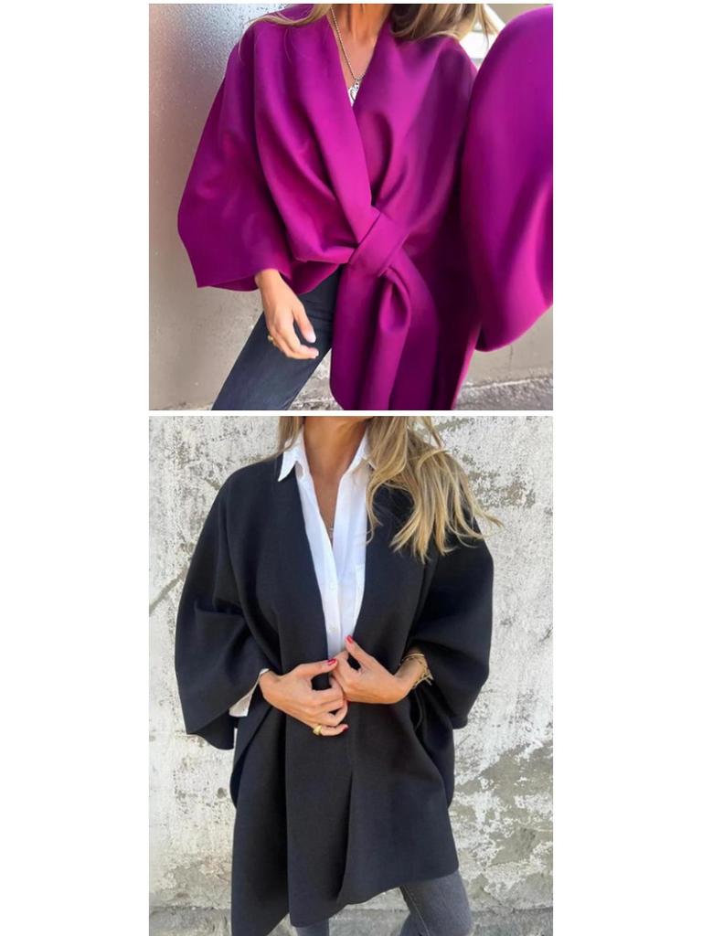 European and American Autumn/Winter Shawl Cloak - Slimming, Warm, Solid Color, Versatile Coat