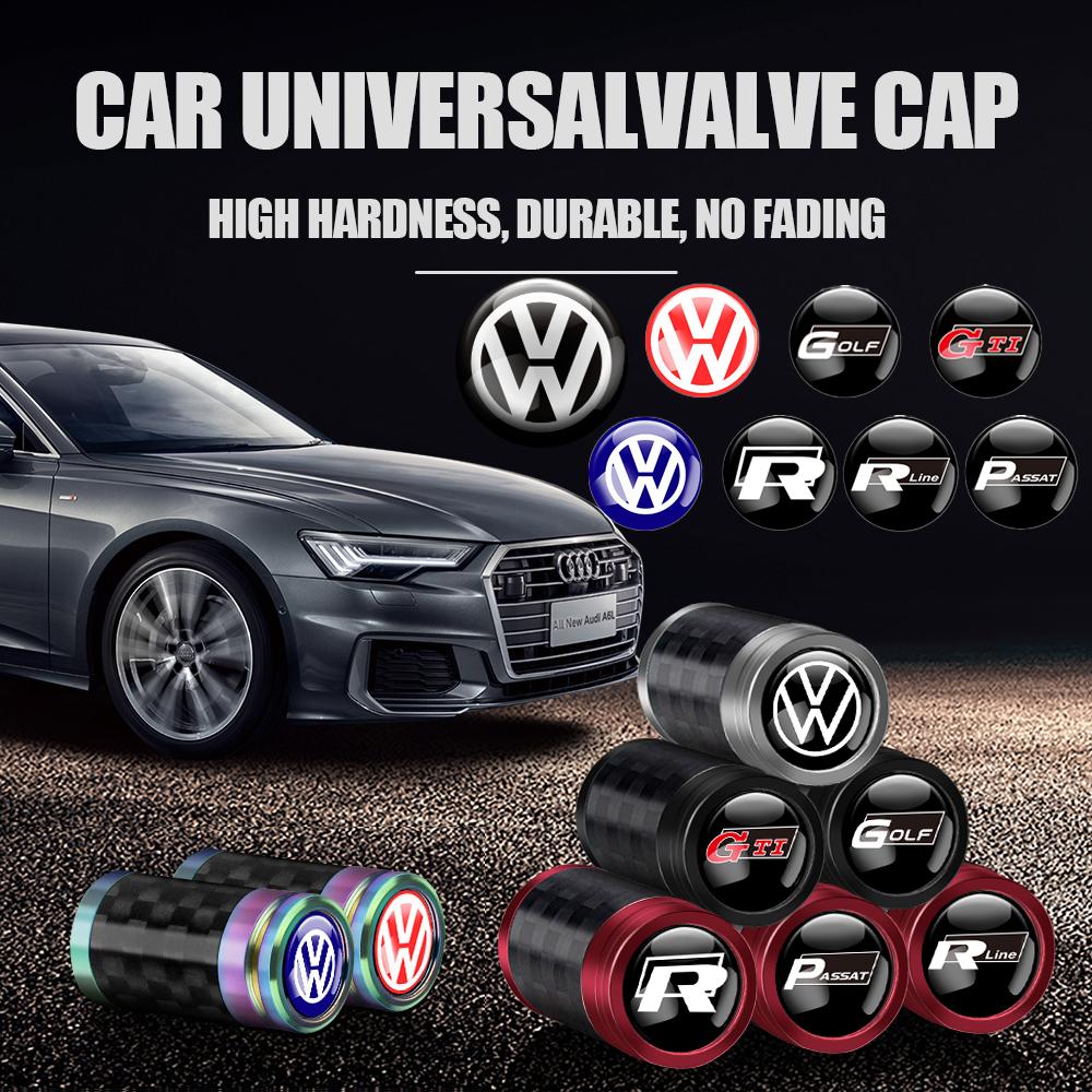 4pcs Carbon Fiber Car Styling Wheel Tire Valve Stem Cap Cover for Volkswagen VW R Line Golf GTI T-ROC Passat Polo Beetle Beetle
