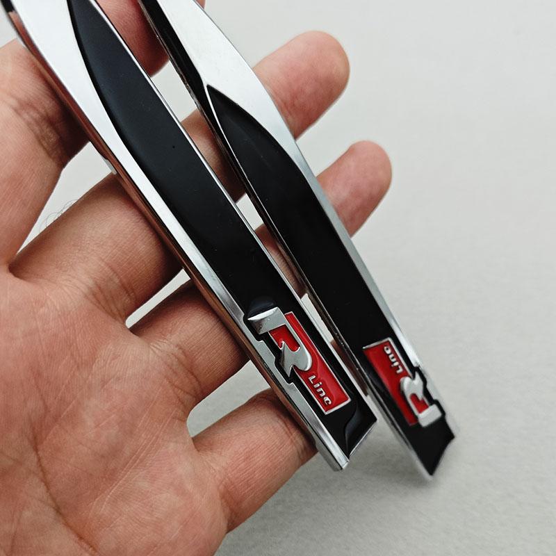 RSQ1 VW 2026 Hot 2pcs 3D Metal Car Letters Logo Rline Fender Side Wing Sticker Emblem Badge For Volkswagen VW Golf 6 7 8 MK6 MK7 MK8