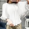 Women Casual Round Neck 3/4 Dolman Sleeves Big Cuff Solid Color Loose Blouse
