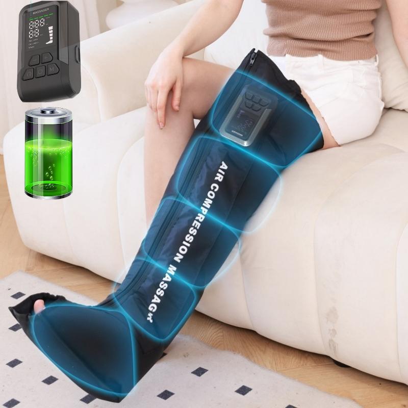 Wireless Air Compression Pressure Leg Thigh Massage Machine Wraps for Pneumatic Foot Calf Muscles Massager with Zipper