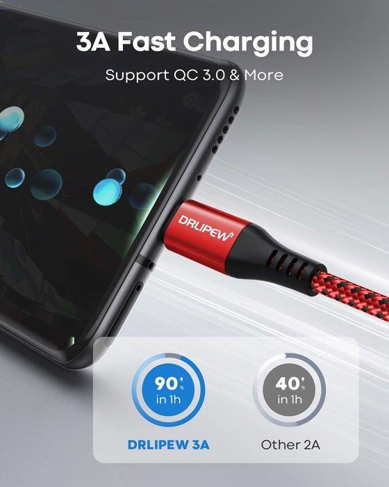 Cable USB C Charge Rapide 1M+2M+2M+3M,4pcs,Cable Chargeur USB Type C Tressé Pour Iphone 15,Samsung Galaxy S24 S23 S22 S21 S20 S10 S9