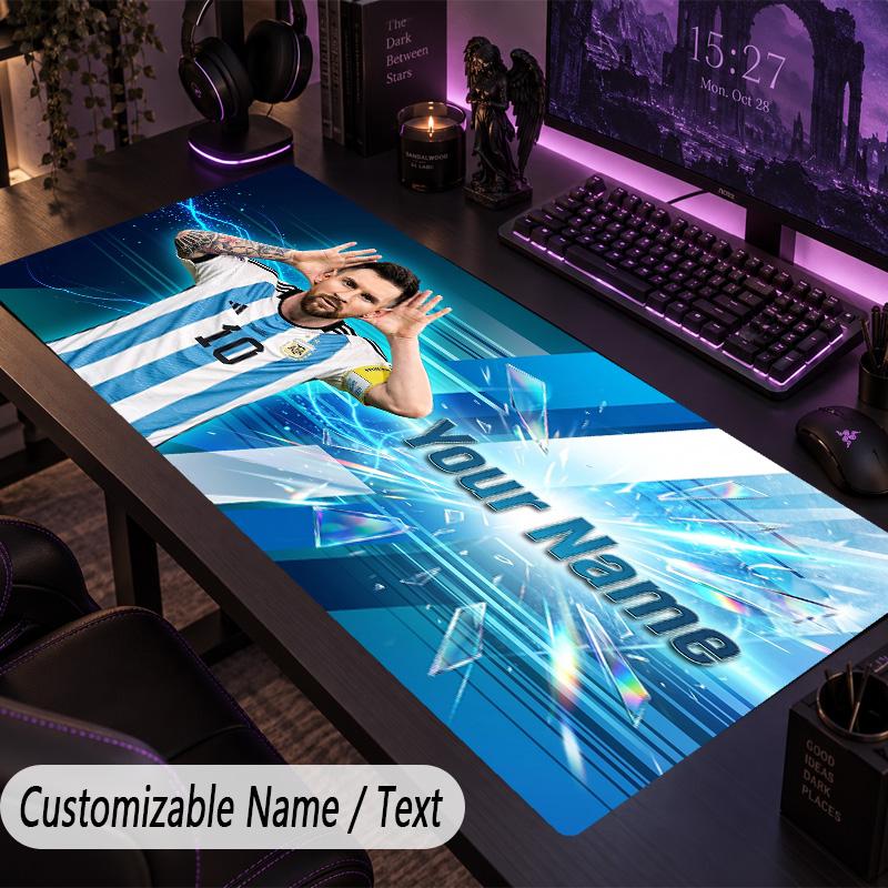 Large Mouse PadLionel Messi Custom Name Text Personalized Desk Mat Non Slip Gaming Pad