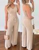 2023 Summer Sexy Backless V-Neck Spaghetti Strap Tank Top & High-Waisted Straight Leg Pants Set