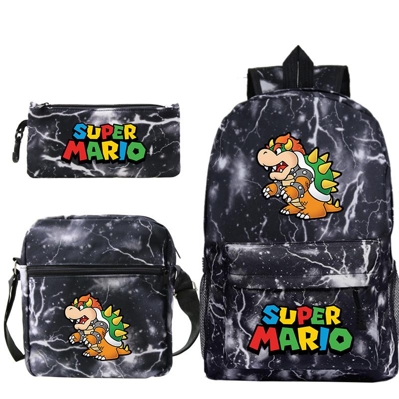 Трехсекционная школьная сумка "Супер Мэри", для мальчиков и девочек, школьная сумка большой вместимости, сумка через плечо, пенал.