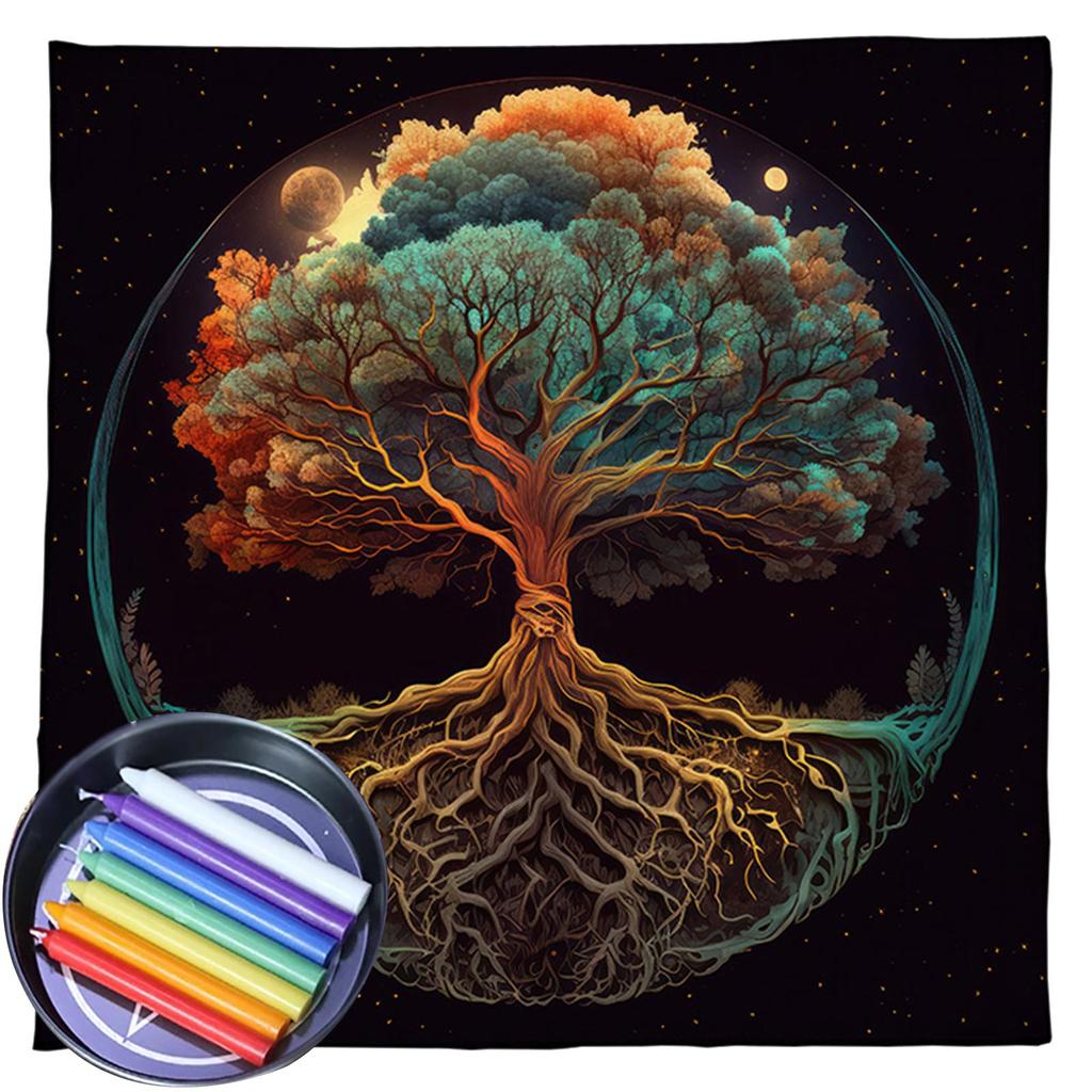 Скатерть для карт Таро Скатерть для алтарей Скатерть Древо Жизни Астрология Гадания Нескользящий коврик Гобелен Домашние украшения