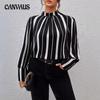Autumn and Winter Women's Striped Round Neck Shirt Loose Plus Size Tops