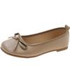 Lucyever Bow Pu Leather Women Ballet Flat Shoes 2024 Comfort Slip On Soft Sole Flats Woman Shallow Mouth Single Shoes Female