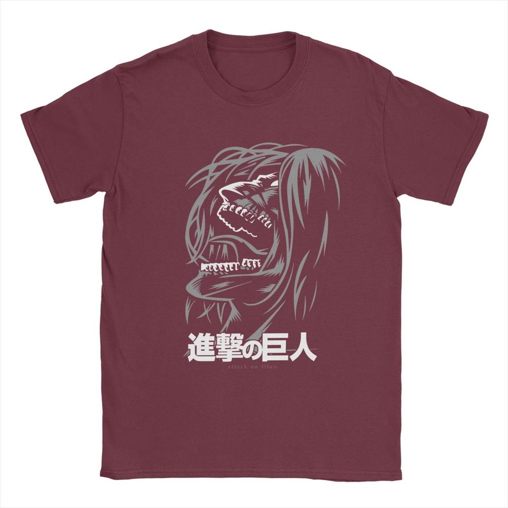 Футболки Eren Jeager Yeager Anime AOT для мужчин, винтажная футболка из чистого хлопка, круглый вырез, короткий рукав, футболки, топы больших размеров