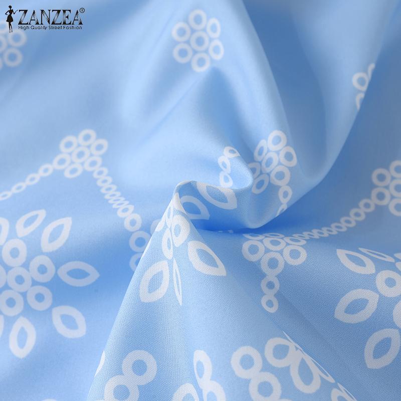 ZANZEA Женская повседневная блузка свободного кроя с круглым вырезом и рукавом 34