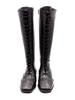 Nontheless Lace-Up Knee-High Flat Boots / Black