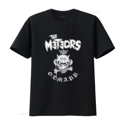 Футболка с принтом рок-группы The Meteors Черная S 5XL 2F188 винтажная стираная с графикой мужская Повседневная стильная дизайнерская одежда