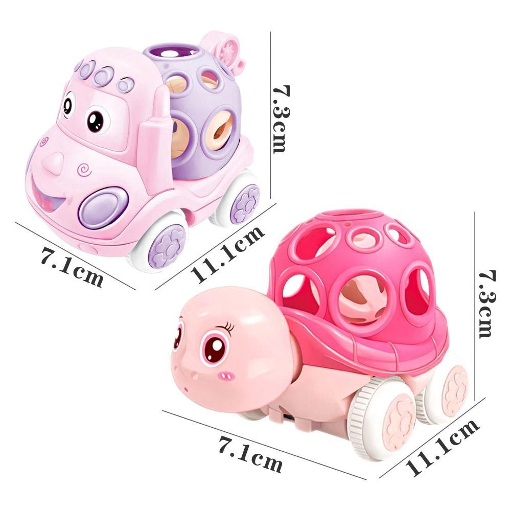 Soft Rubber Baby Car Toy Friction Powered Rattle Roll Cars Inertia Pull Back Car for 1-3 Years Old