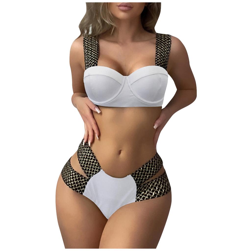 Женский купальник на косточках, нагрудник, двухсекционный купальник с эффектом пуш-ап, майка с трусами, облегающий купальник, однотонный купальник, купальник