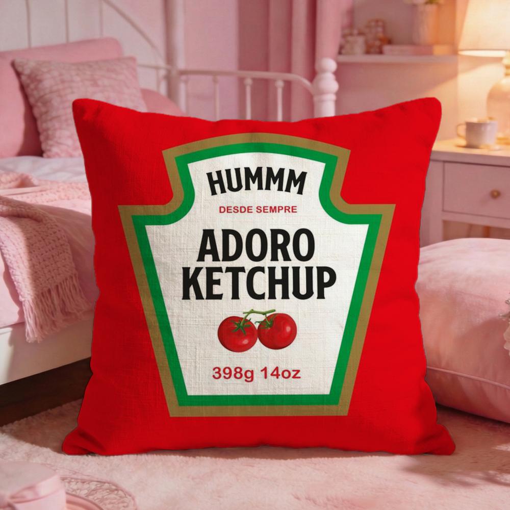 Vintage Label KKetchup Label Cushion Cover Premium Comfort Reversible Pillow Cove Two in One Design for Any Room Car Interior