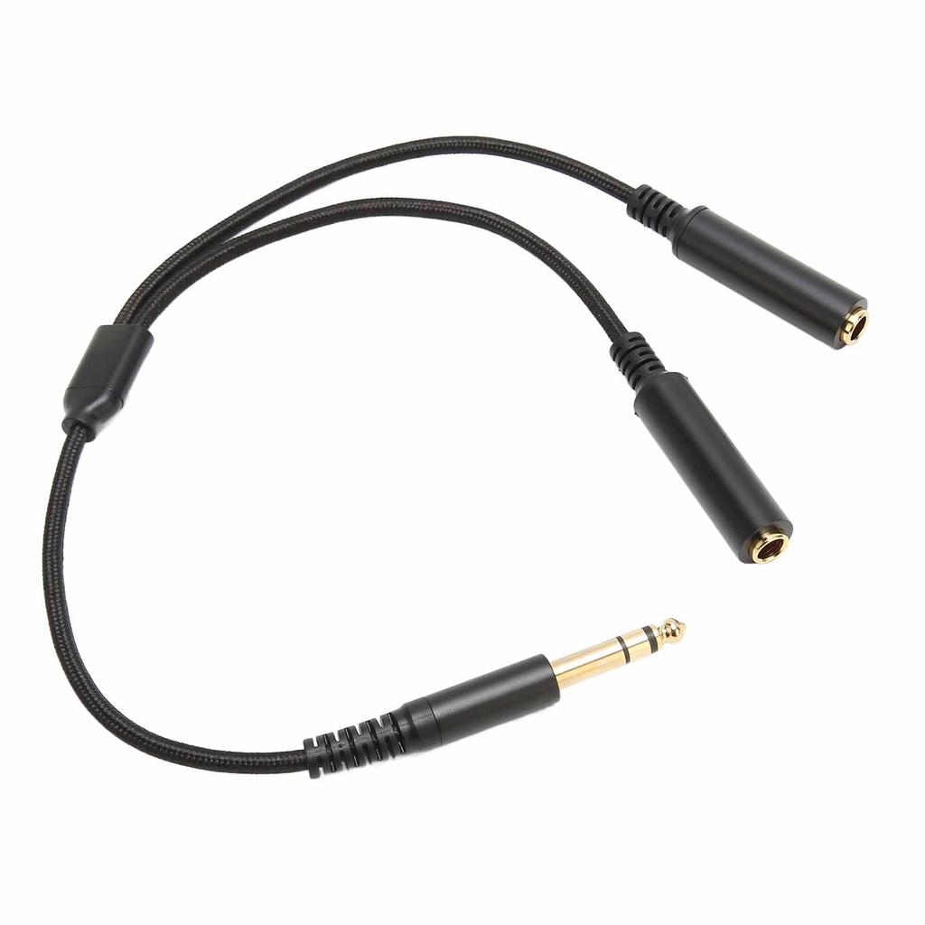 6.35mm Stereo Male Plug To Dual Female Plug Cable 1 4 Inch 6.35mm Splitter Y Cable with Gold Plated Plug Socket 11.8in
