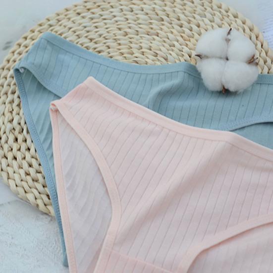 Женское хлопковое нижнее белье женские ребристые полосатые трусики дышащие плюс эластичные трусики