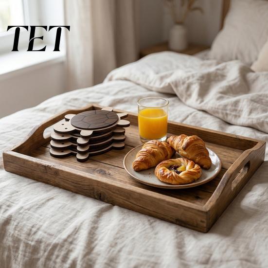 Wooden Coasters for Drinks Turtle/Butterfly Coffee Mugs And Tea Cups, Heat Resistant Decorative Hollow Carved Pads Table Mats, Insulation Pad