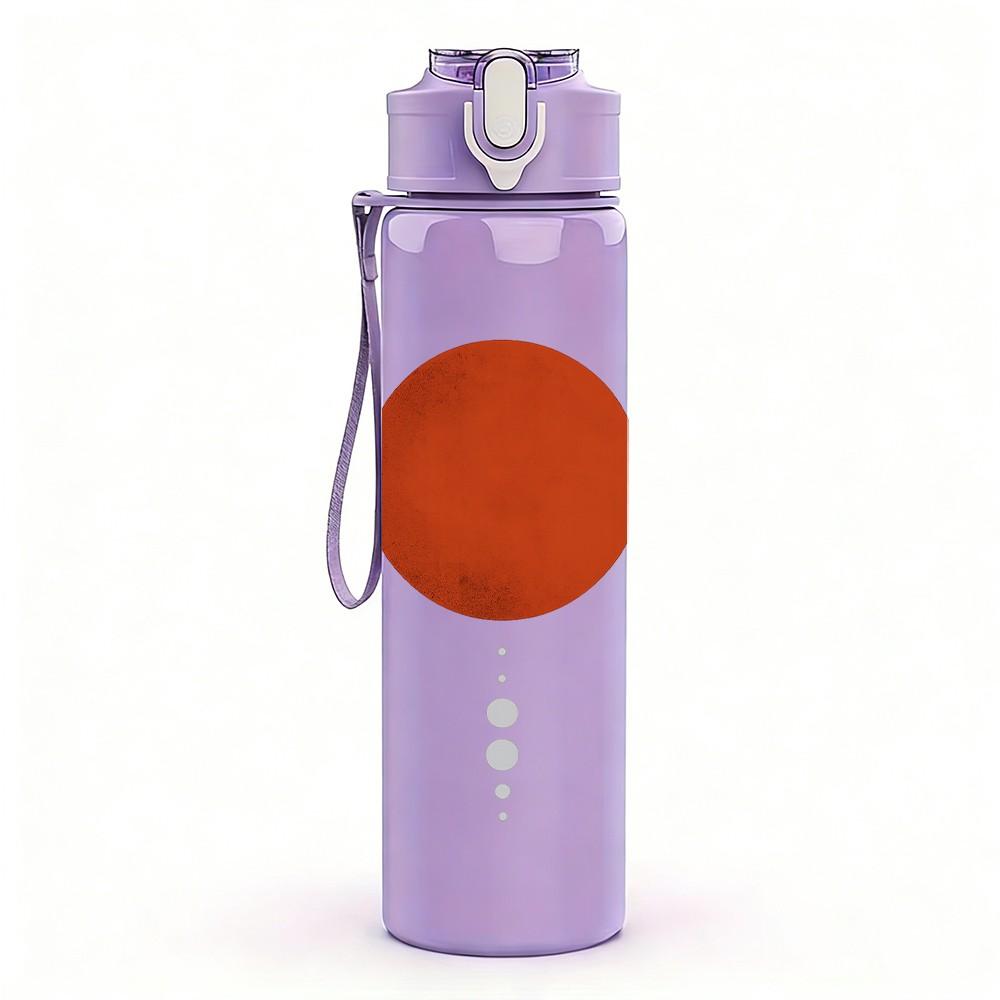 1PC Simple Orange Balloon Line Art 750ml Color Plastic Sports Water Bottle Leakproof Flip Straw Lid Suitable for Sports Office Home Use