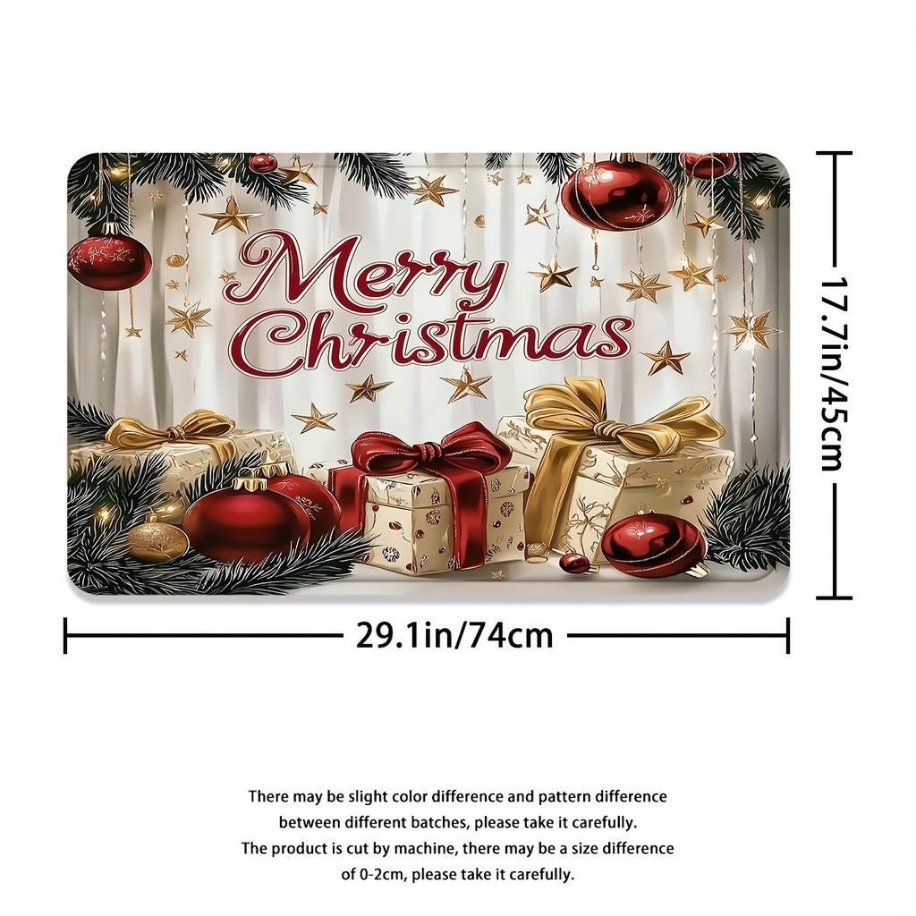 4Pcs Bathroom Shower Curtain SetMerry ChristmasPattern Bathroom Curtain With 12 Hooks Non Slip Rugs Toilet Cover Mat Bathroom Partition