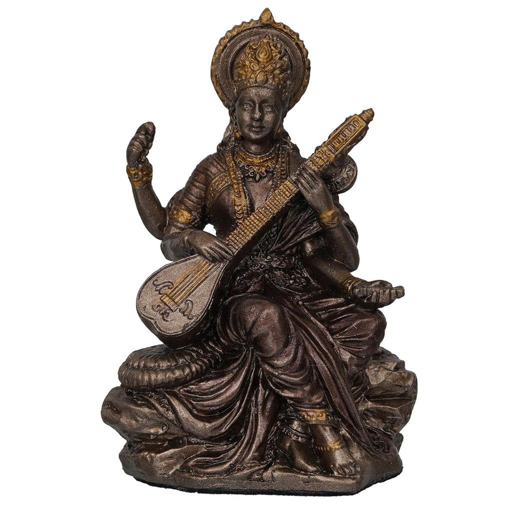 Новый идол Богини Сарасвати, играющий Вину - Мурти Сарасвати для домашнего храма, комнаты для пуджи, школьной библиотеки, для подарка или декора домашней школы