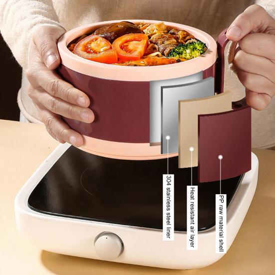 1200ml Instant Noodle Bowl Heat Insulation Leak-proof Stainless Steel Portable Lunch Cereal Bowl