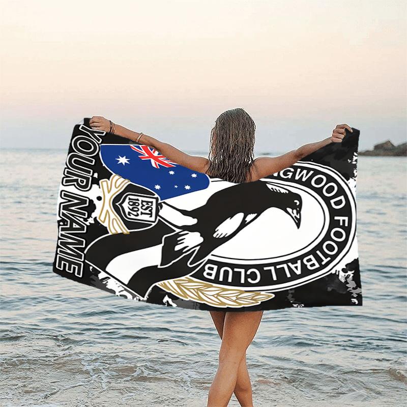1pc Football17 Beach Towel with Custom Name, Beach/Swimming/Bath/Picnic/Camping Towel, Suitable for Seaside Beaches