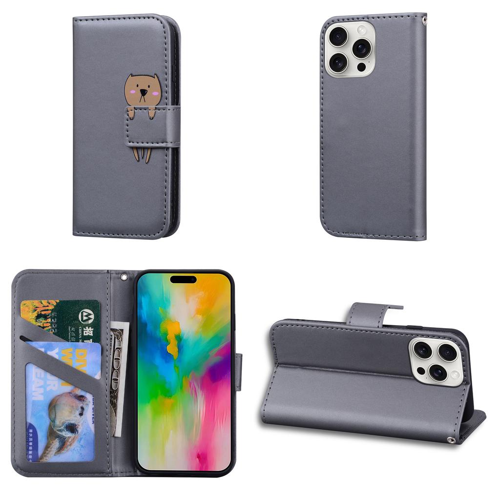 Магнитный кожаный чехол-книжка для iPhone 16e 16 15 14 13 12 11 X XS XR 8 7 Plus Pro Max Обложка Противоударный Милый мультяшный дизайн