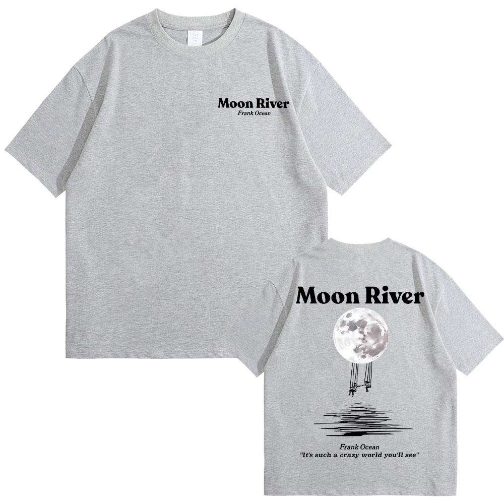Рэпер Frank Moon River Графические футболки Океан Хип-хоп Футболка Блонд Оверсайз Футболка Мужская Модная Футболка Мужская Винтажная Уличная одежда