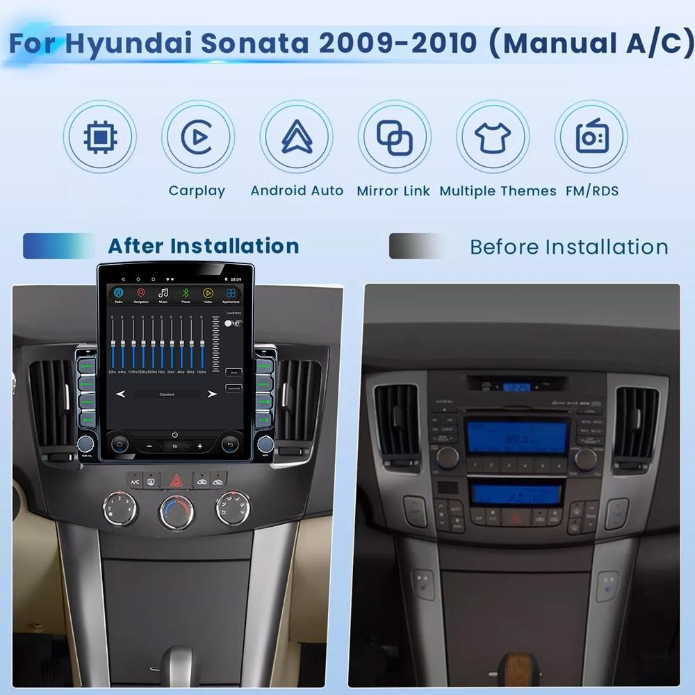 9,7-дюймовый вертикальный экран Tesla Android Car Radio для Hyundai Sonata 7 NFC 2009-2010 GPS-навигация Мультимедийный плеер экран